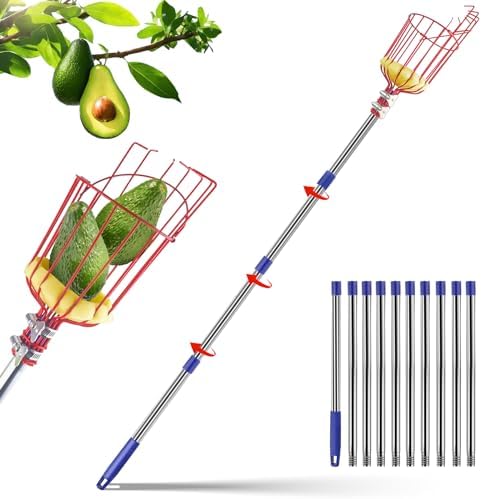 13 Ft Utvidbar Fruktplukkerstang Verktøy Justerbart Langt Håndtak Fruktplukker med Metallkurv Fruktgriper Verktøy med Beskyttende Skumpute Rustfritt Stål Hageplukker Verktøy for Eple, Mango, Sitron  |   Hagevalg Hagevalg Hagevalg