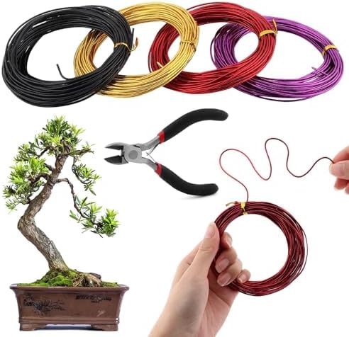 4 Rull Bonsai Tråd, Bonsai Treningstråd med Trådklipper, Anodisert Aluminium Bonsai Treningstråd, Bonsai Tre Tråd, Bonsai Tråd Håndverk for Bonsai Trær Innendørs Hage DIY Verktøy  |   Bonsai-verktøy Bonsai-verktøy Bonsai-verktøy