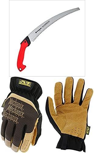 Rs16020 Razor Tooth Beskjæringssag, 14 Tommer, Buet Klinge + Mechanix Wear: Durahide Fastfit Lærarbeidshansker (Liten, Brun/Svart) (Lff-75-008)  |   Hage-sager Hage-sager Hage-sager