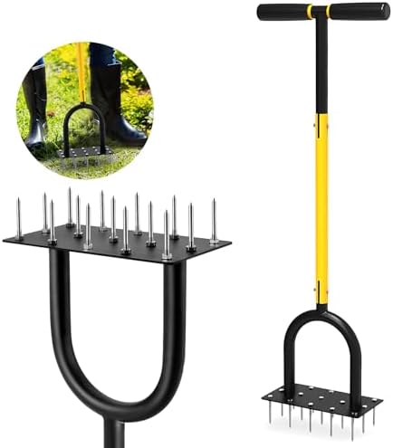 Spike Gresslufting – Gressluftingsverktøy med reservedeler, manuell hageaerator for plenen (Svart + Gul8)  |   Manuelle plenluftere Manuelle plenluftere Manuelle plenluftere